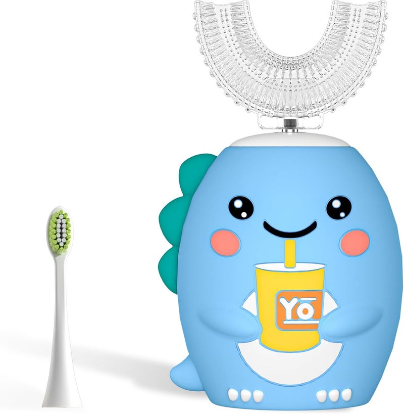 yeklike Kids U Shaped Electric Toothbrush，auto Sonic Baby Toothbrush，Cartoon Dinosaur 360-Degree Cleaning IPX7 Waterproof Design（2-7y） - Image 1